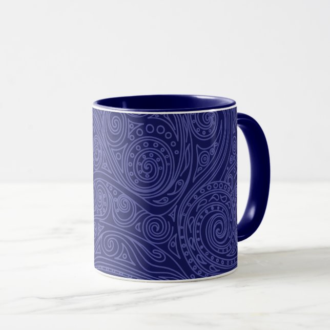 Caneca Padrão espiral violeta e Lavanda (Frente Esquerda)