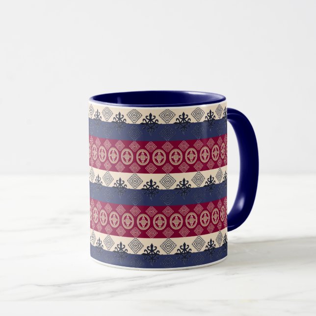 Caneca Padrão étnico-africano com símbolos Adinkra (Frente Esquerda)