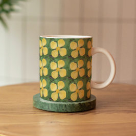 Caneca Padrão Floral Amarelo Celandina Papoila