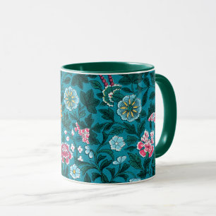 Caneca Padrão Floral Amarelo-Cor-de-Rosa Verde Azul