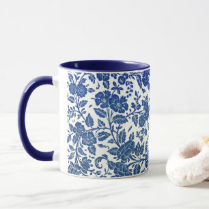 Caneca Padrão Floral Azul