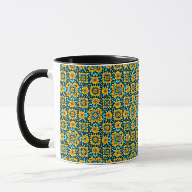 Caneca Padrão Floral Boho Sem Costura em Estilo Folclóric (Esquerda)
