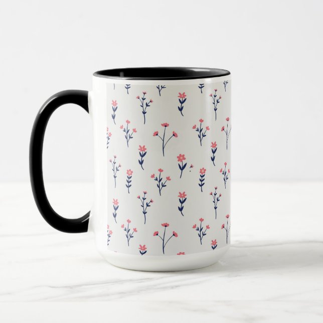 Caneca Padrão Floral Botânico Vitoriano Escuro e Sombrio (Esquerda)