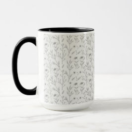 Caneca Padrão Floral Botânico Vitoriano Escuro e Sombrio
