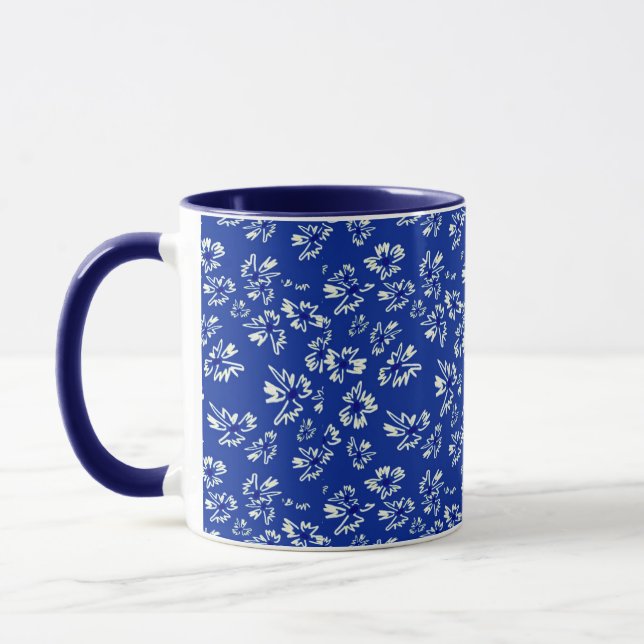 Caneca padrão floral branco e azul (Esquerda)
