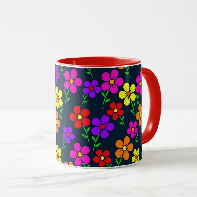 Caneca Padrão Floral Colorido (Frente Esquerda)