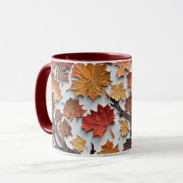 Caneca Padrão floral com folhas caídas 5 - Mug de café