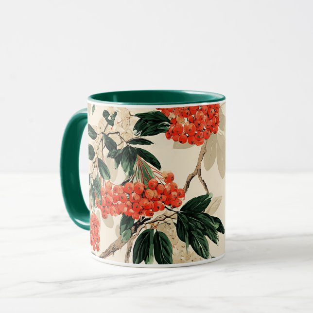 Caneca Padrão Floral de Berry Decorativo (Frente Esquerda)
