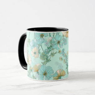 Caneca Padrão Floral de Hortelã Flor de Campo Pastel Deli