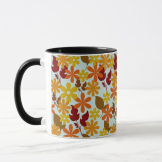 Caneca Padrão Floral de Inverno Quente – Flor Retro Aconc