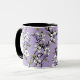 Caneca Padrão Floral de Lilás Lavanda Feminino