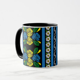 Caneca Padrão Floral de Rosas e Castelos