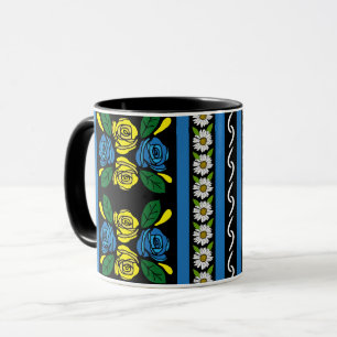 Caneca Padrão Floral de Rosas e Castelos
