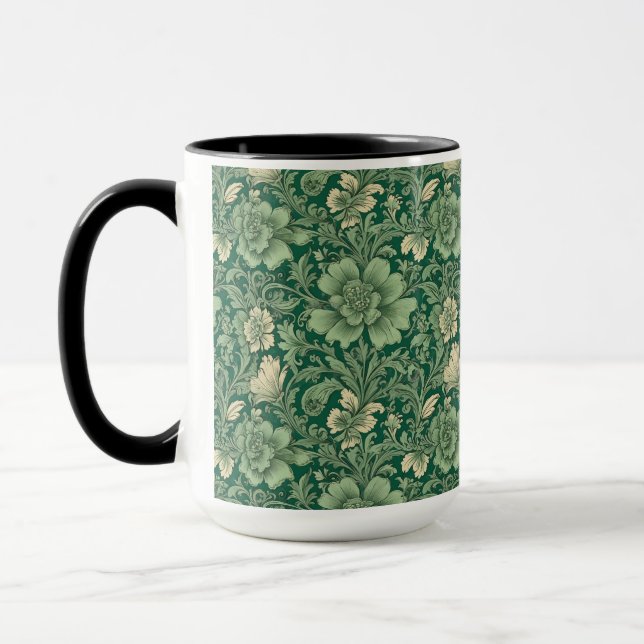 Caneca Padrão Floral de Sage Green Vintage (Esquerda)