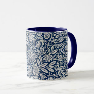 Caneca Padrão Floral de Vintagem Azul e Branco