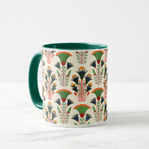 Caneca Padrão Floral Egípcio, design colorido
