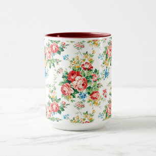 Caneca Padrão Floral Elegante com Elemento Rosa Design