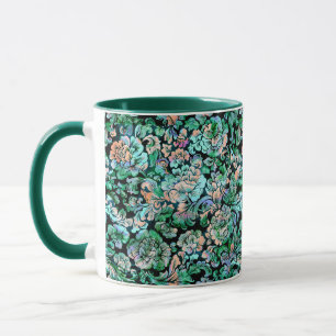 Caneca Padrão Floral Estilizado Verde