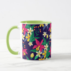Caneca Padrão Floral Exótico Colorido-23021