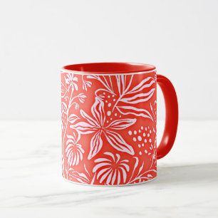 Caneca Padrão Floral Favorito em Vermelho