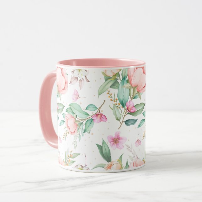 Caneca Padrão Floral Feminino (Frente Esquerda)