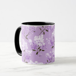 Caneca Padrão Floral Flor de Lilás Lavanda Feminino