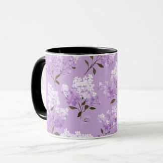 Caneca Padrão Floral Flor de Lilás Lavanda Feminino