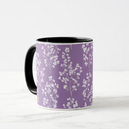 Caneca Padrão Floral Flor de Lilás Lavanda Feminino