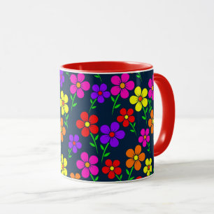 Caneca Padrão Floral Flores Coloridas