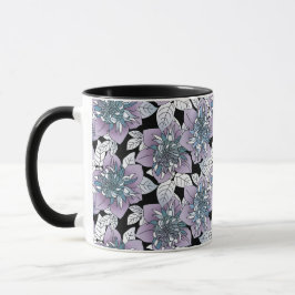 Caneca Padrão Floral Fundo Flor Cor-de-rosa Branco
