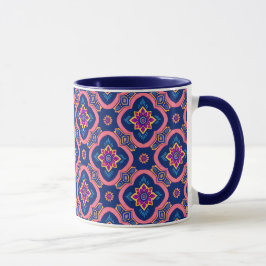 Caneca Padrão Floral Geométrico Boho