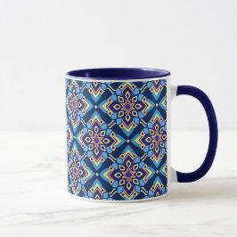 Caneca Padrão Floral Geométrico Colorido do Boho