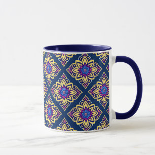 Caneca Padrão Floral Geométrico Colorido do Boho Chic