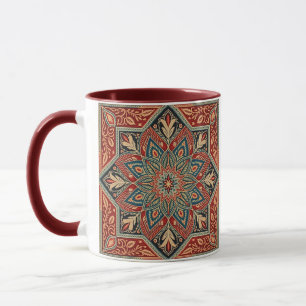 Caneca Padrão Floral Geométrico Colorido para Arte e xíca