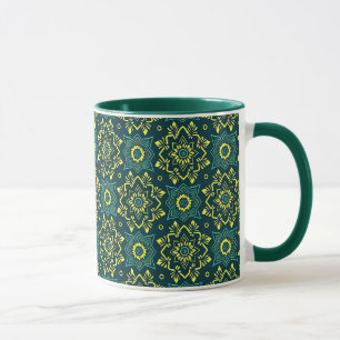 Caneca Padrão Floral Geométrico de Boho Vibrante