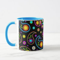 Padrão Floral Moderno Neon Paisley