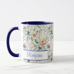 Caneca Padrão floral pastel personalizado bonito