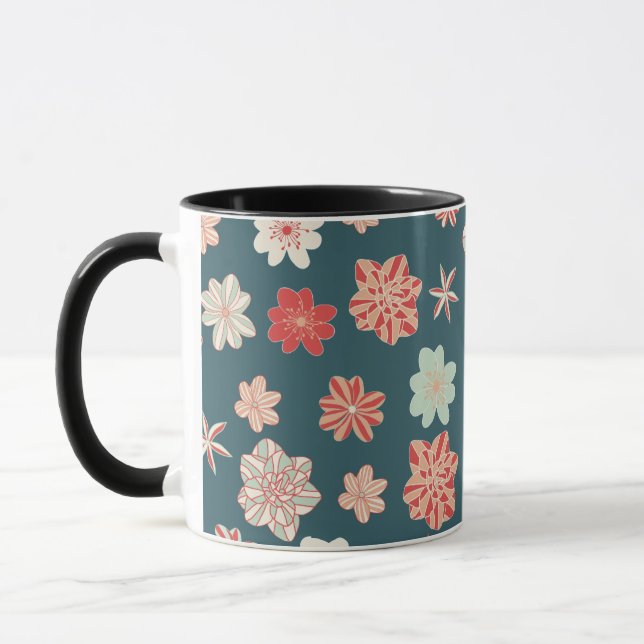 Caneca Padrão Floral Sem Costura (Esquerda)