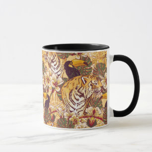 Caneca Padrão Floral Tropical Com Tigre