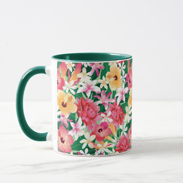 Caneca Padrão Floral Tropical de Hibiscus (Esquerda)