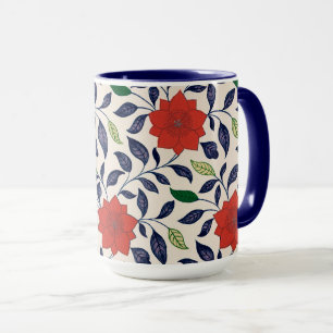 Caneca Padrão Floral Vermelho