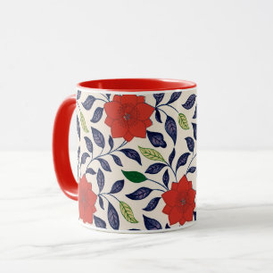 Caneca Padrão Floral Vermelho