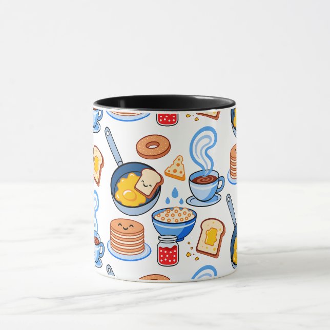 Caneca Padrão Fofo de Café da Manhã – Comida Kawaii Sem C (Centro)