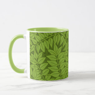 Caneca Padrão Folha Verde do Galho de William Morris Vint