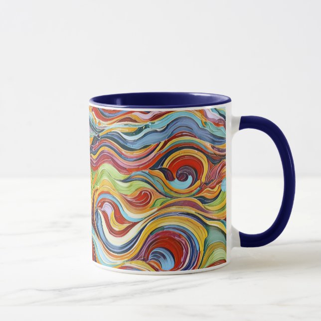 Caneca Padrão geométrico abstrato 39 com linhas onduladas (Direita)