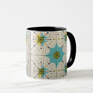 Caneca Padrão Geométrico Atômico Moderno Retro de Meados