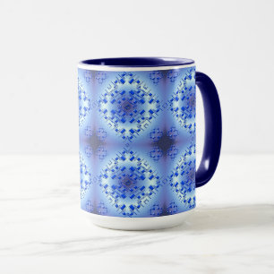 Caneca padrão geométrico azul abstrato