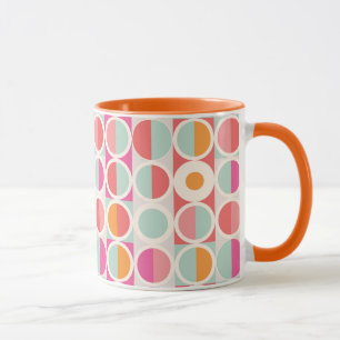 Caneca Padrão Geométrico Azul Cor-de-laranja Cor-de-rosa