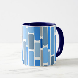 Caneca Padrão geométrico azul e cinza,