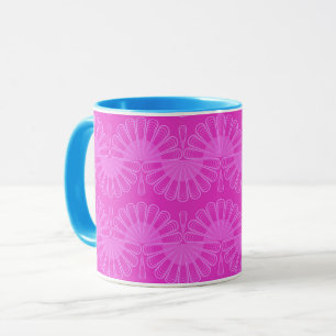 Caneca padrão geométrico brilhante rosa néon